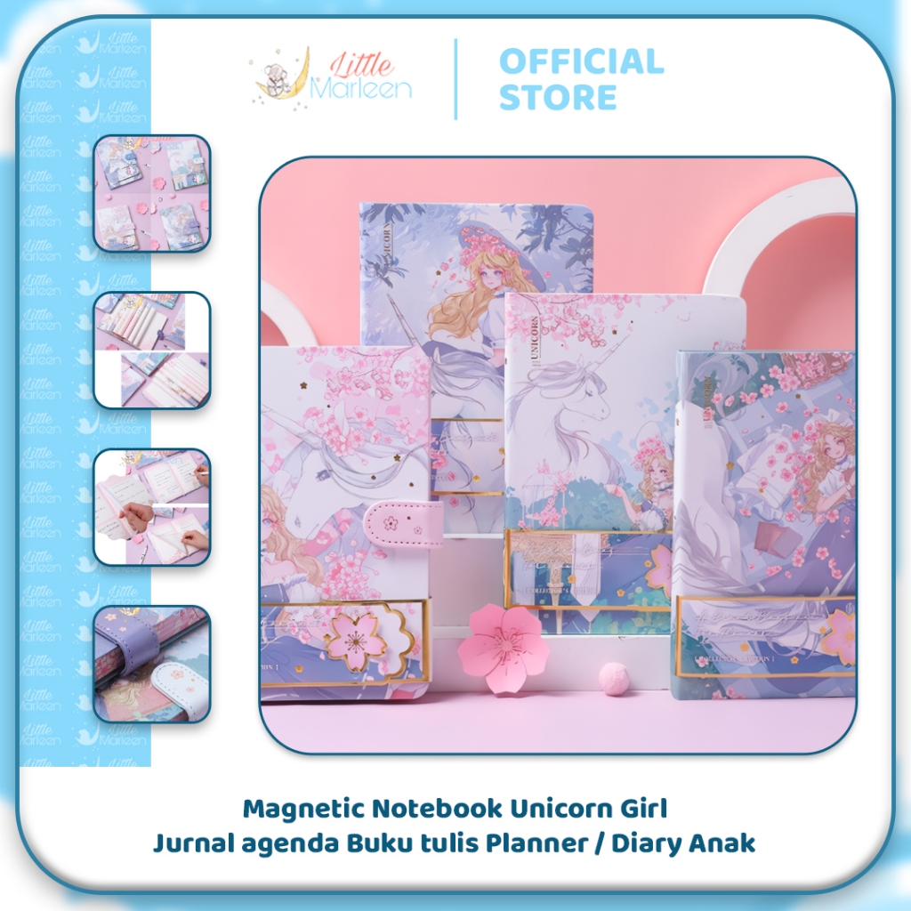 

Magnetic Notebook Unicorn Girl / Jurnal agenda Buku tulis Planner / Diary Anak