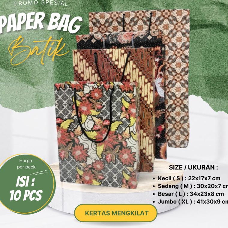 

Obral Pesanan isi 1 pcs Tas kertas Paper bag batik JUMBOBESARSEDANG DAN KECIL
