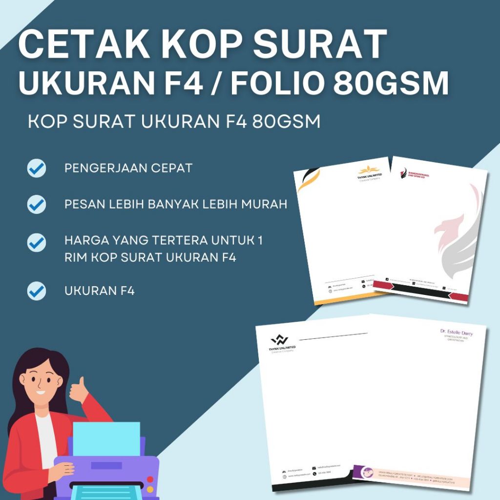 

CETAK KOP SURAT FULL COLOUR HVS F4 80gsm 1 RIM ( 500 LEMBAR ) TIDAK BORDELESS