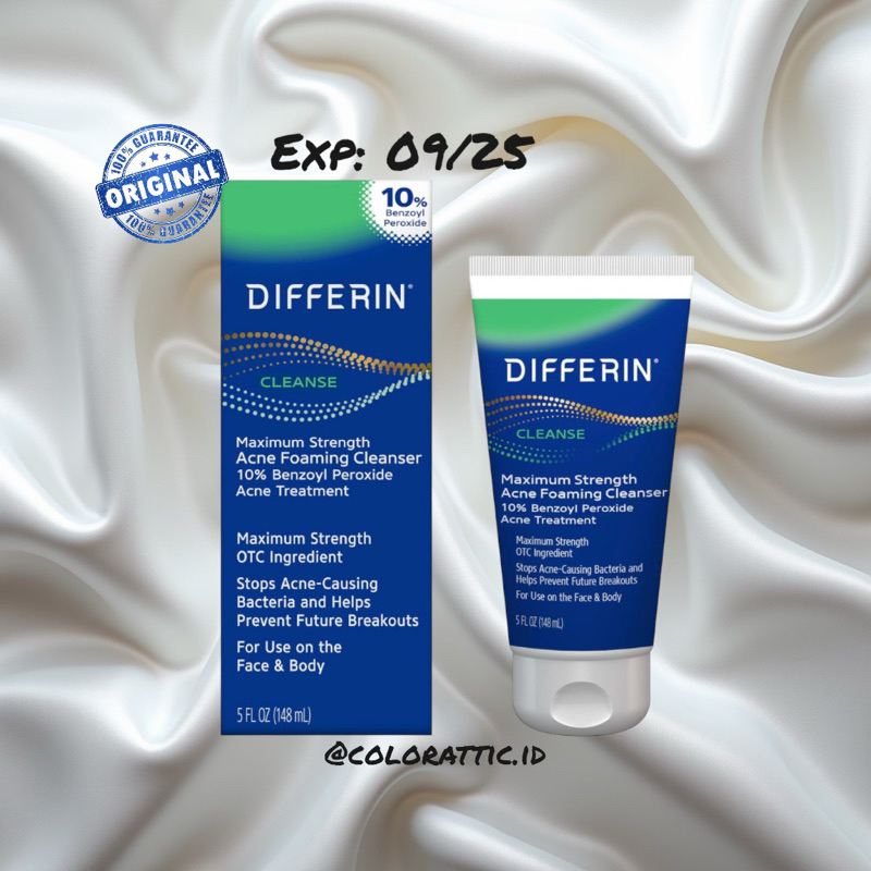 Differin Acne Face Wash With 10% Benzoyl Peroxide, Maximum Strength OTC Acne Foaming Cleanser - From