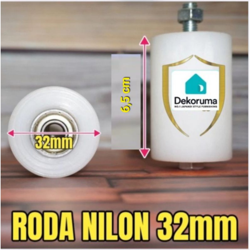 Roda Nyilon 32,mm + Bering Pintu Pagar Besi & Stainless Steel