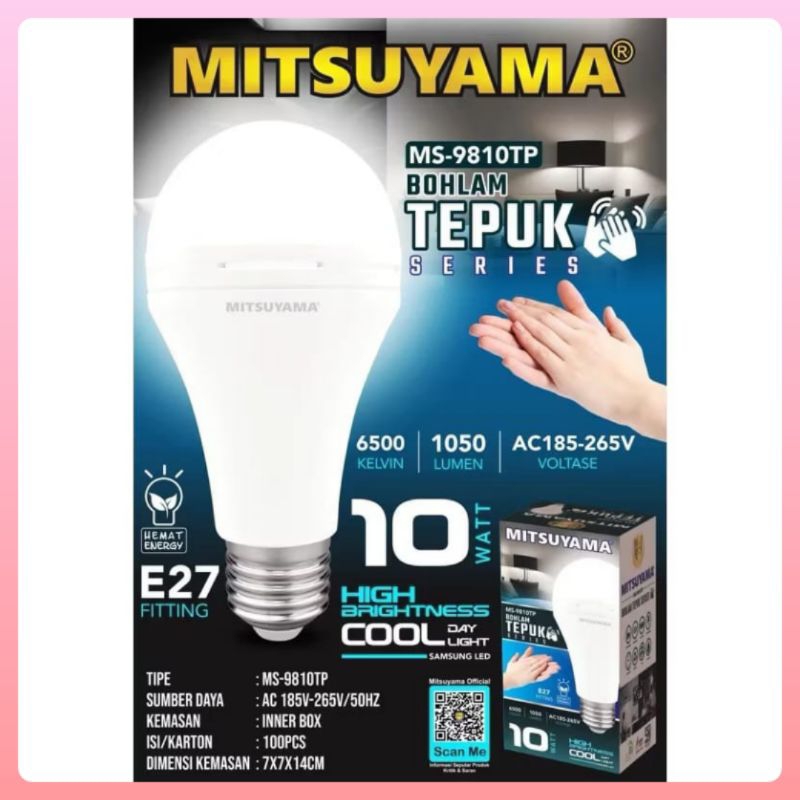 Lampu LED Mitsuyama Sensor Tepuk 10 Watt MS-9810TP Cahaya Putih / Lampu Tepuk