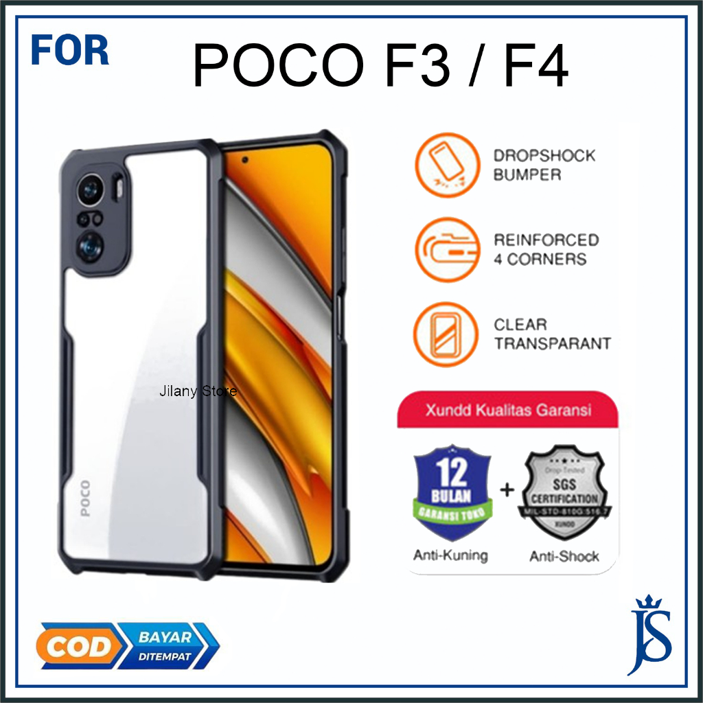 Case Xundd Xiaomi Poco F3/F4 Softcase Shockproof Transparant Casing Full Cover