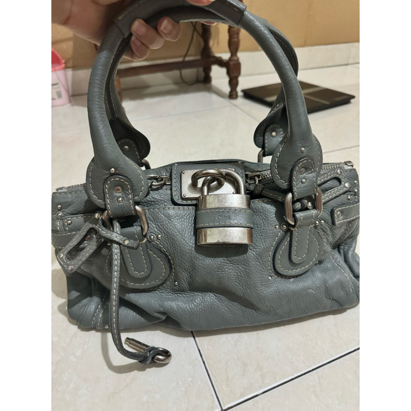 chloe paddington grey bag auth