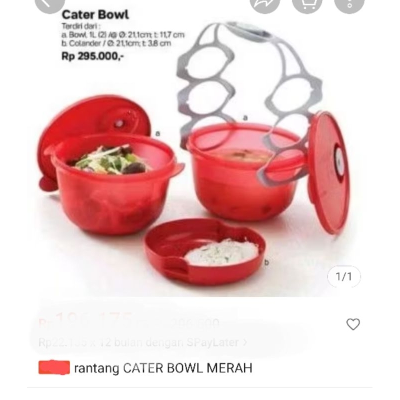 Tupperware rantang carry all bow 1 set (3 tingkat)ada 3 warna