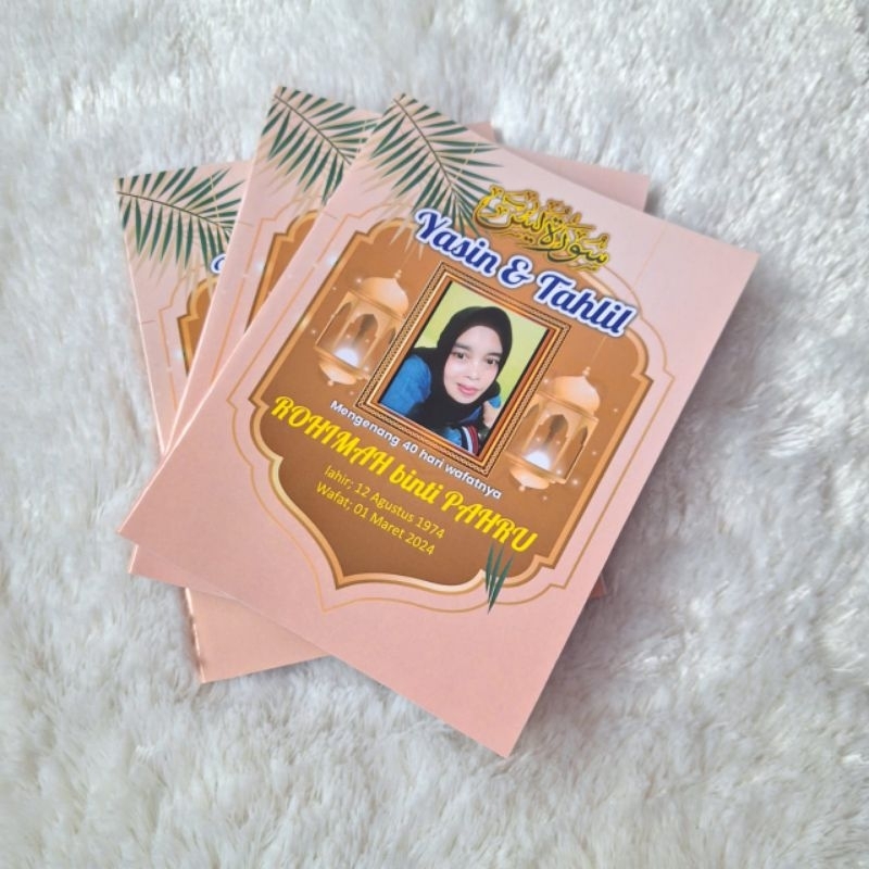 BUKU YASIN DAN TAHLIL SOFT COVER, FOTO ALMARHUM DI DEPAN, BISA CUSTOM