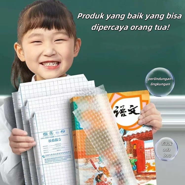 

10 Lembar Stiker Sampul Buku, Film Pelindung Buku Bertekstur Tahan Air dengan Perekat, untuk Alat Tulis Siswa Sekolah Dasar
