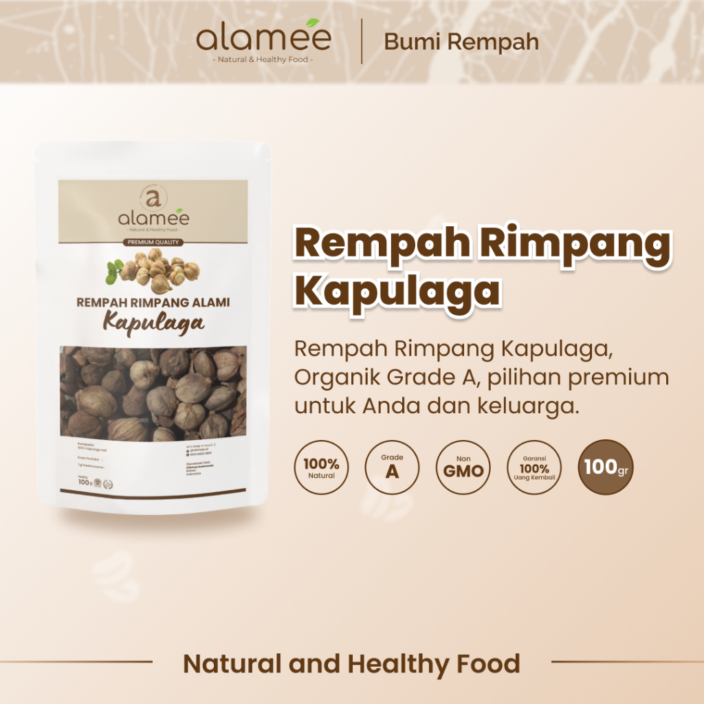 

ALAMEE Kapulaga Kering Lokal Cardamom Kapolaga Kapol Rempah Organik Bumbu Masakan Seasoning 100gr