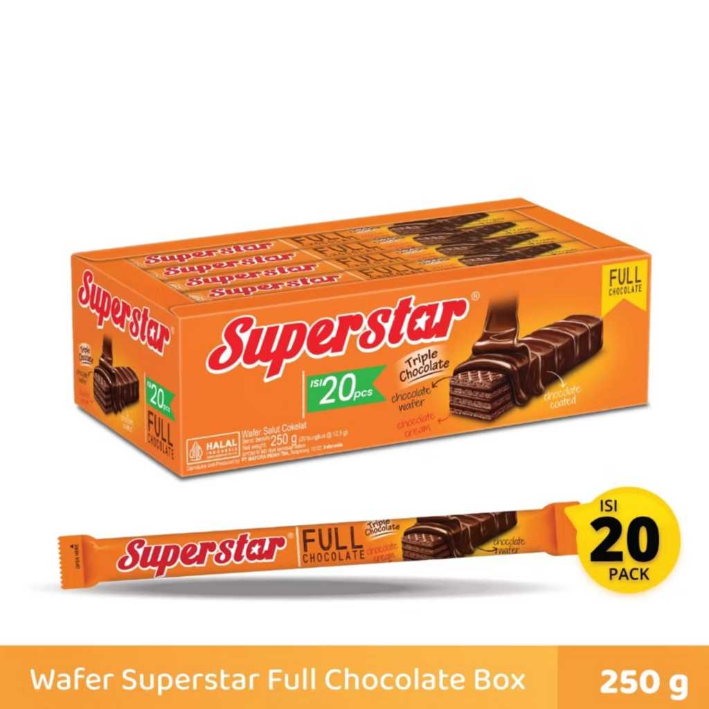 

SUPER STAR ROMA WAFER COKLAT BOX ISI 20 pcs