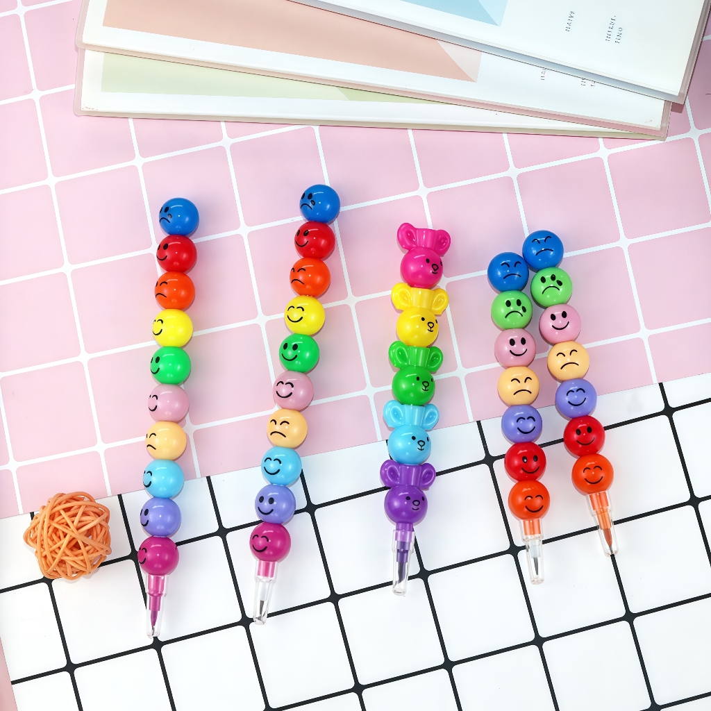 

7 Warna Pensil HB Lucu dengan Bentuk Muka Senyum - Hadiah dan Perlengkapan Belajar Anak TK & SD, Bisa Dibongkar Pasang