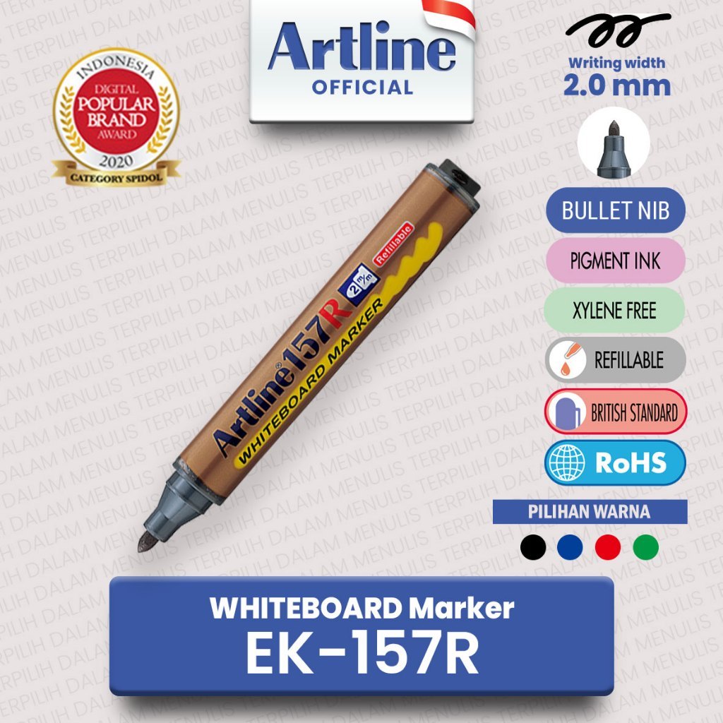 

Spidol Papan Tulis / Whiteboard Marker Artline EK-157R Hitam Merah Biru Hijau
