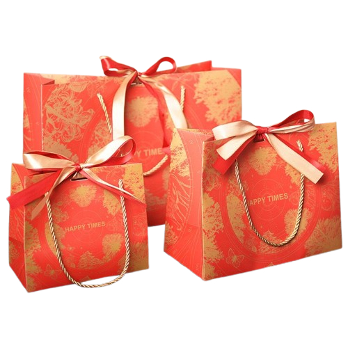 

Paper Bag Premium Red Merah Salju Happy Time Vintage Kantong Gift Bag Sovenir