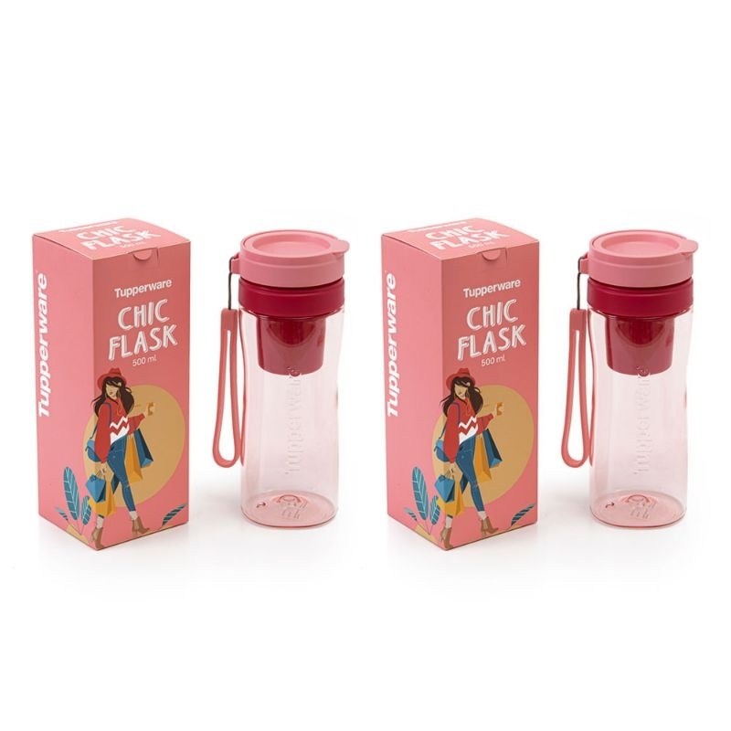 CHIC FLASK 500ML - PINK  botol minum infused water 100% Ori tupperware j