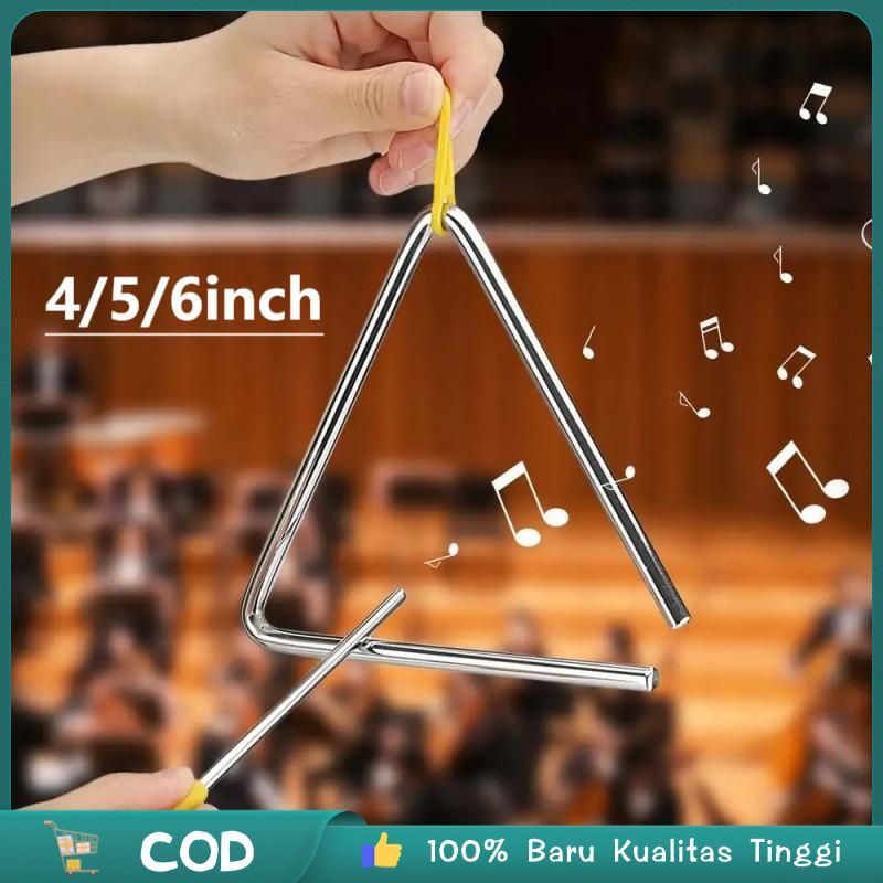 Triangle Alat Musik Stainless Stell 4/5/6 Inci Mainan Musik Triangle Mainan Instrument Triangle Sens