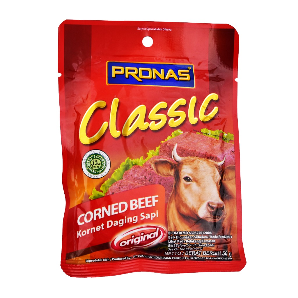 

Pronas Corned Beef Classic Original 50GR - Kornet daging sapi Kombinasi Original