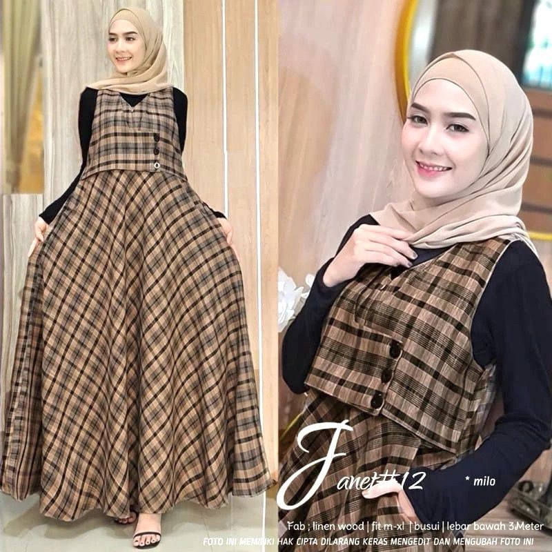 ￼MAMIKA_- OVERALL JANET OUTER JANET WOOL IMPORT ORI,OUTER KOTAK KOTAK JANET UWAIS RALYN (003)