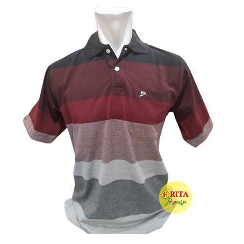 MODASPORT 12-574 Kaos Polo Kaos Kerah Kaos Pria Lengan Pendek Pakaian Pria terbaru Motif Salur Besar
