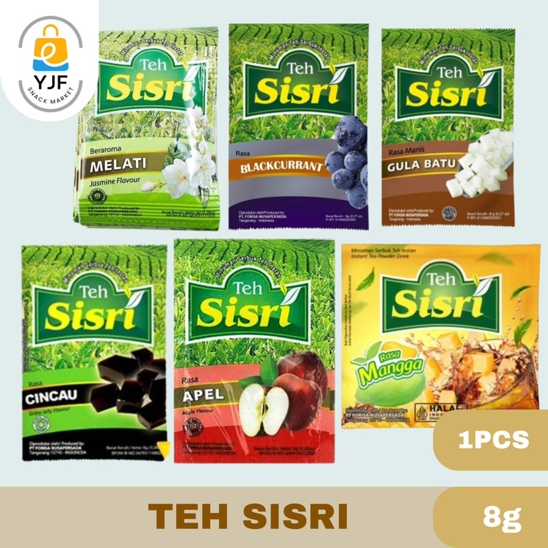 

Teh Sisri / Minuman Serbuk Teh Sisri Gula Batu / Sisri Lemon Cola / Apel / Jasmine 1 PCS - 8g