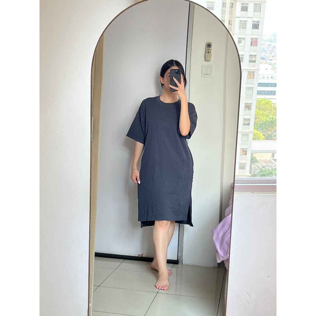 preloved  uniqlo shirt dress navy