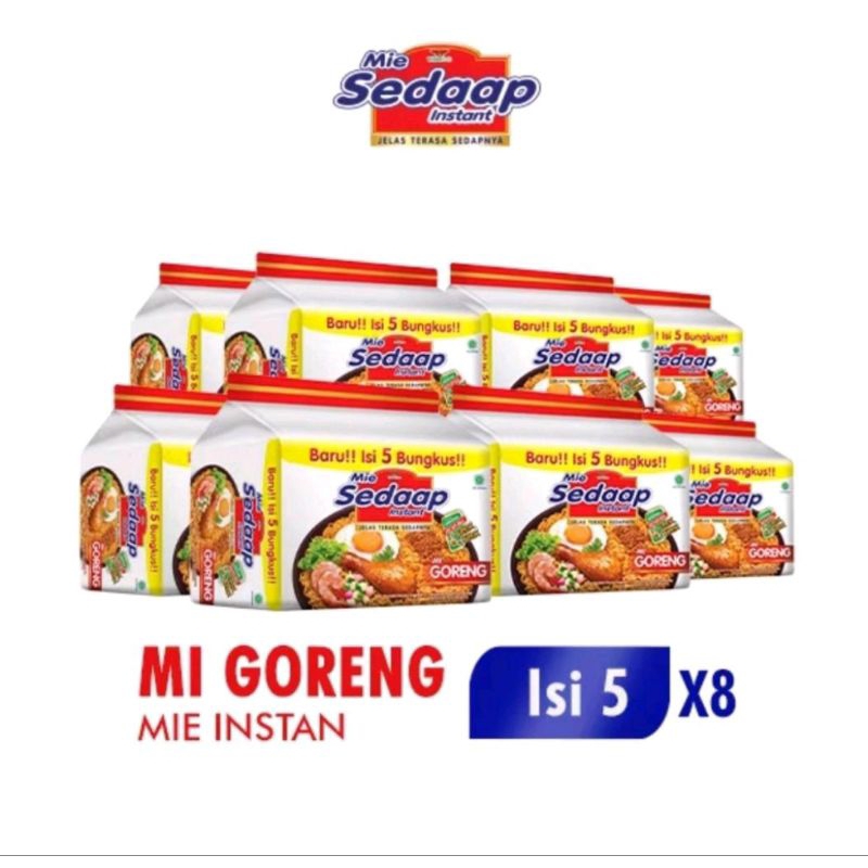 

mie sedaap instan goreng isi 5 bag 91gr x 8