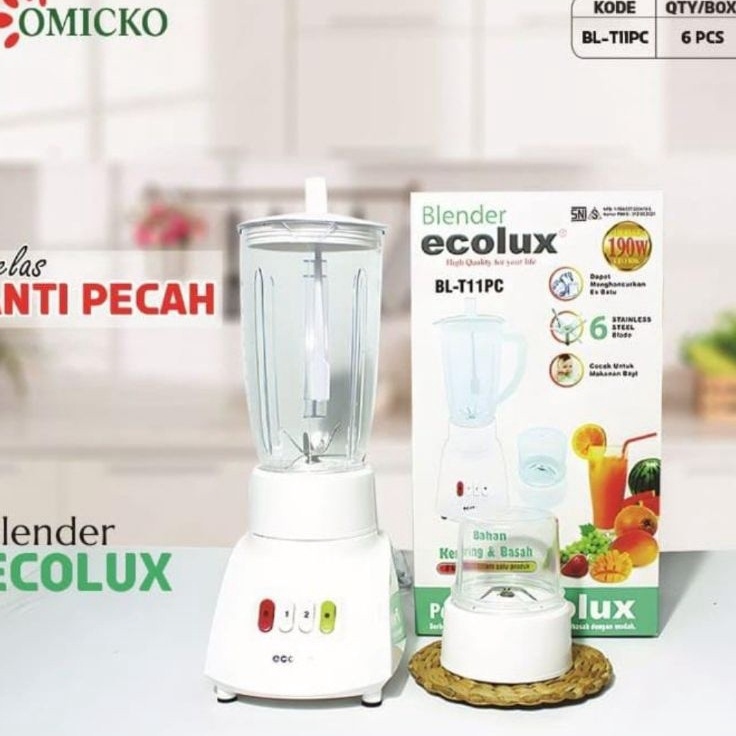 Model Terjamin  BLENDER LISTRIK PLASTIK BLENDER BUAH BLENDER JUS ECOLUX BLENDER BUMBU BLENDER 2in1