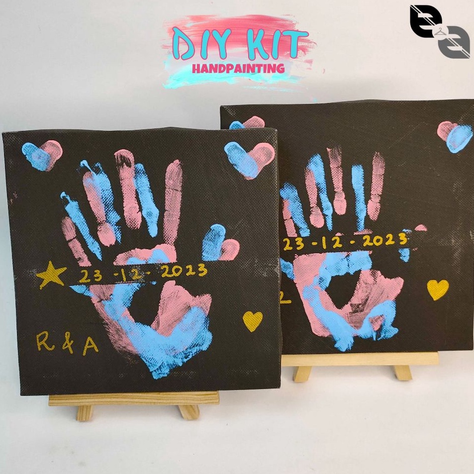 

Best Order 1 Set Canvas DIY Hand Painting Kit Couple Kanvas Lukis Tangan Bareng Ayang Bestie Cap Sidik Jari Kerajinan