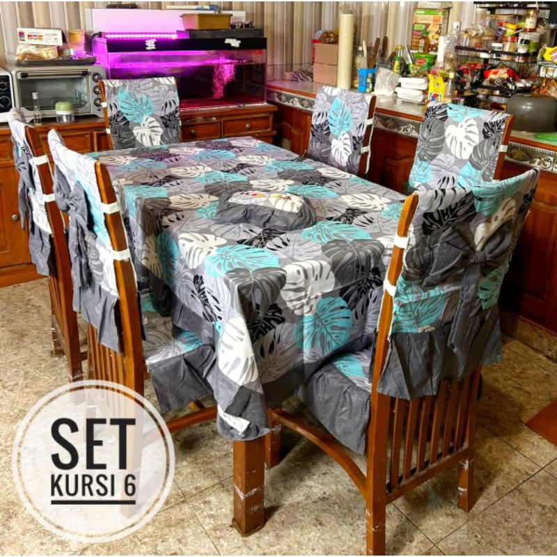 Sarung kursi 6 sarung kursi meja makan Taplak meja