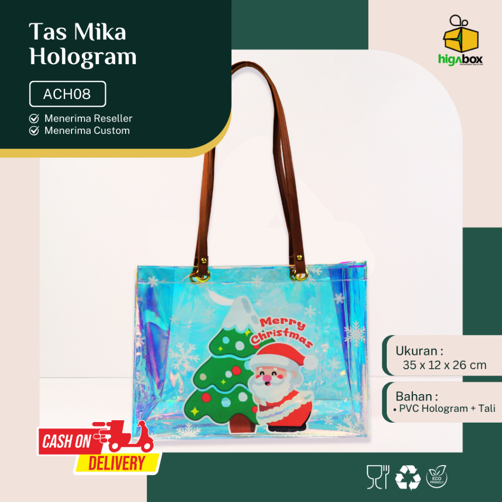 

Tas mika / Tas Mika PVC Hologram / Tas Mika Natal / Tas Mika Hologram Motif Christmas | ACHP08A