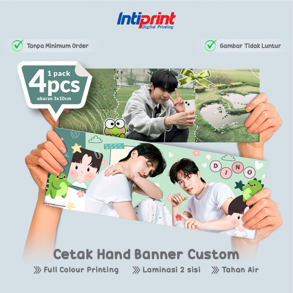 Intiprint Cetak Hand Banner Custom Full Colour Printing | Slogan Freebies KPOP