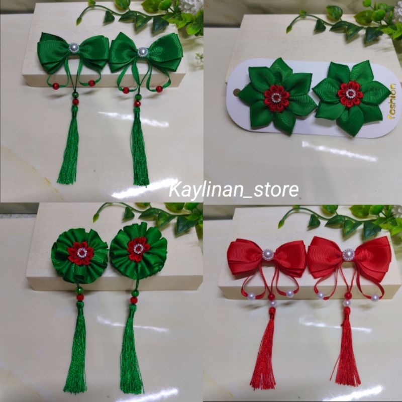 jepit rambut anak dengan tema Natal/ aksesoris Natal