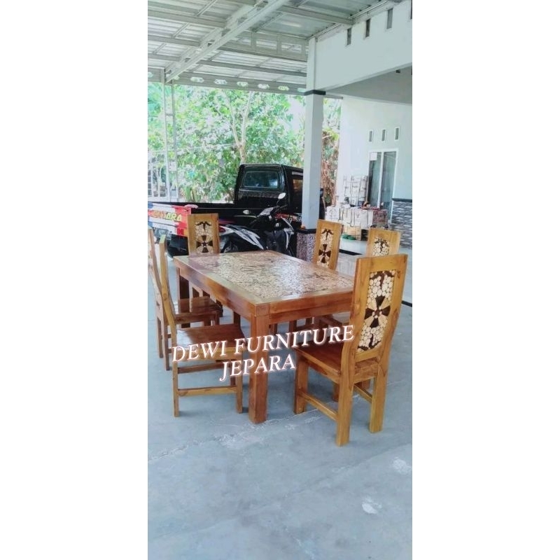 meja makan minimalis jati meja makan koin