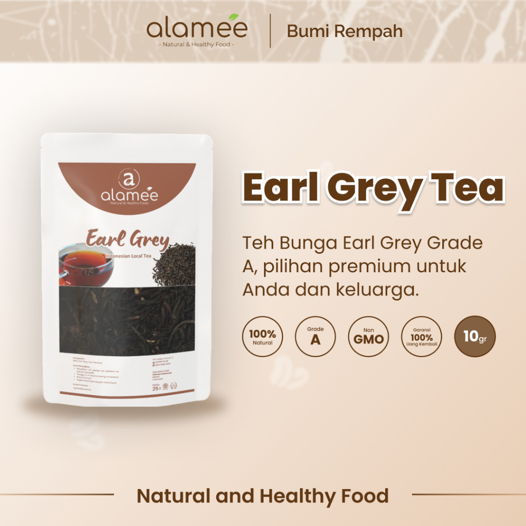 

ALAMEE Teh Bunga Earl Grey Black Tea Alami Organik Dried Leaf Siap Seduh Minum 10gr