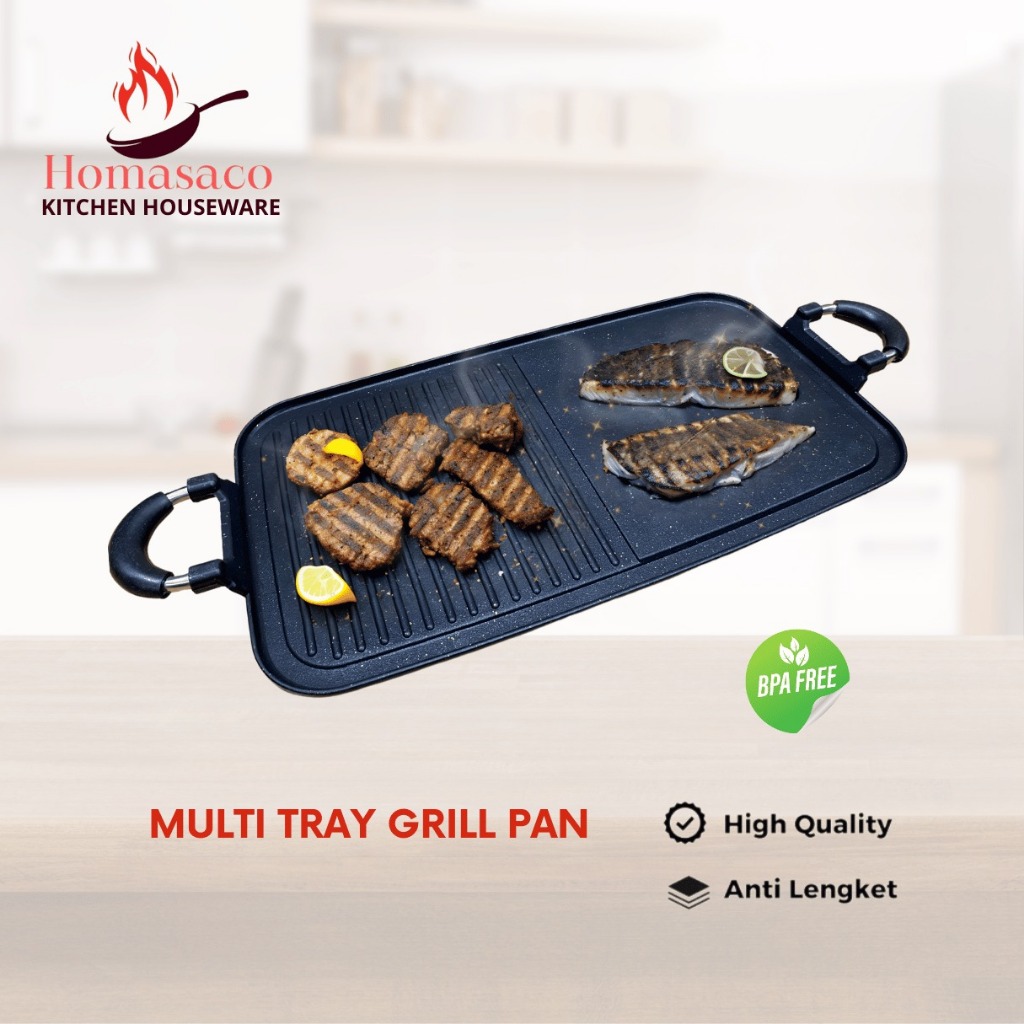 HOMASACO Grill Pan Ukuran Jumbo Panggangan BBQ Ikan Daging