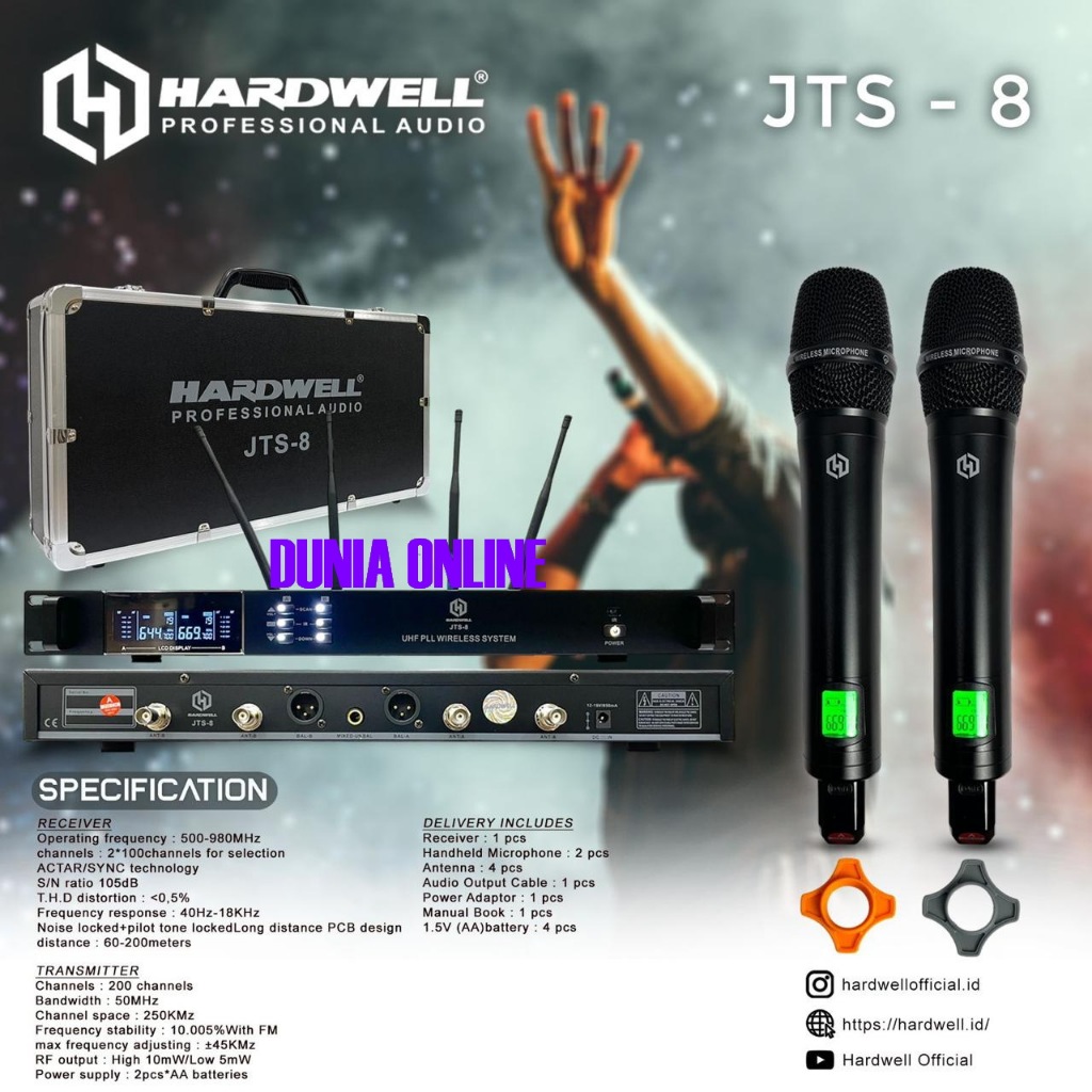 MIC WIRELESS HARDWELL JTS-8 JTS8 JTS 8 MULTI CHANNEL ORIGINAL