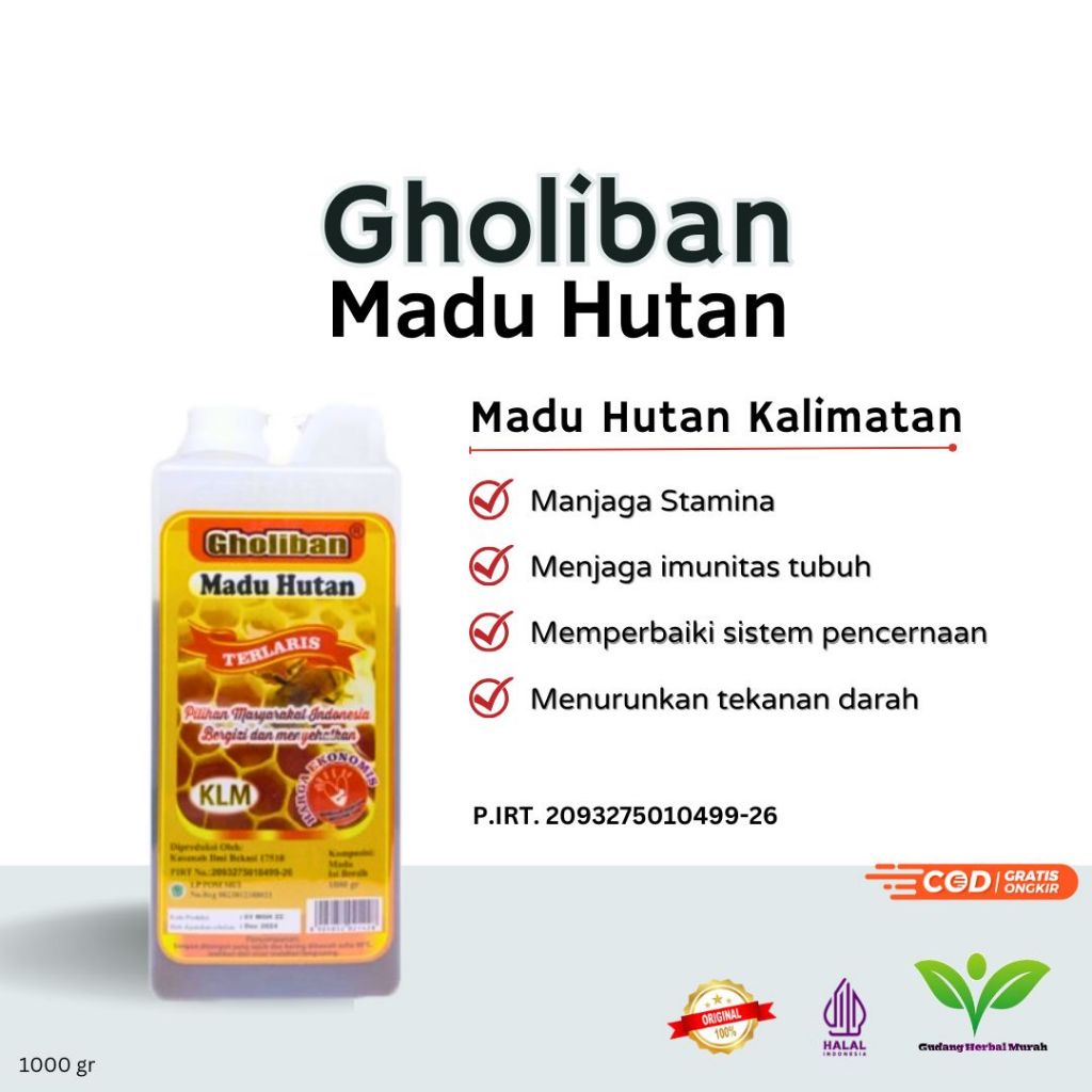 

MADU HUTAN KALIMANTAN GHOLIBAN 1KG ORIGINAL ( BOTOL EMBOS ) KLM
