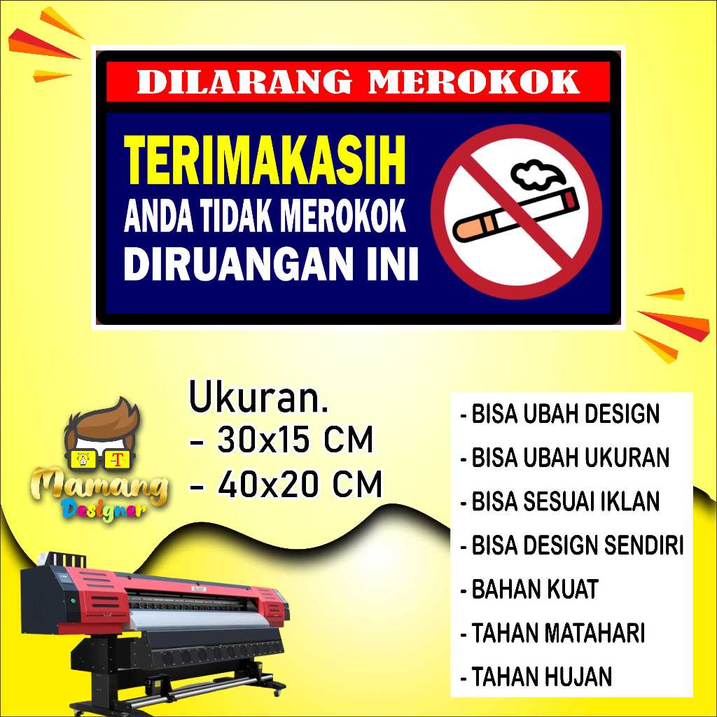 

Cetak Sticker Tempelan Dilarang Merokok Bahan Kuat Biru