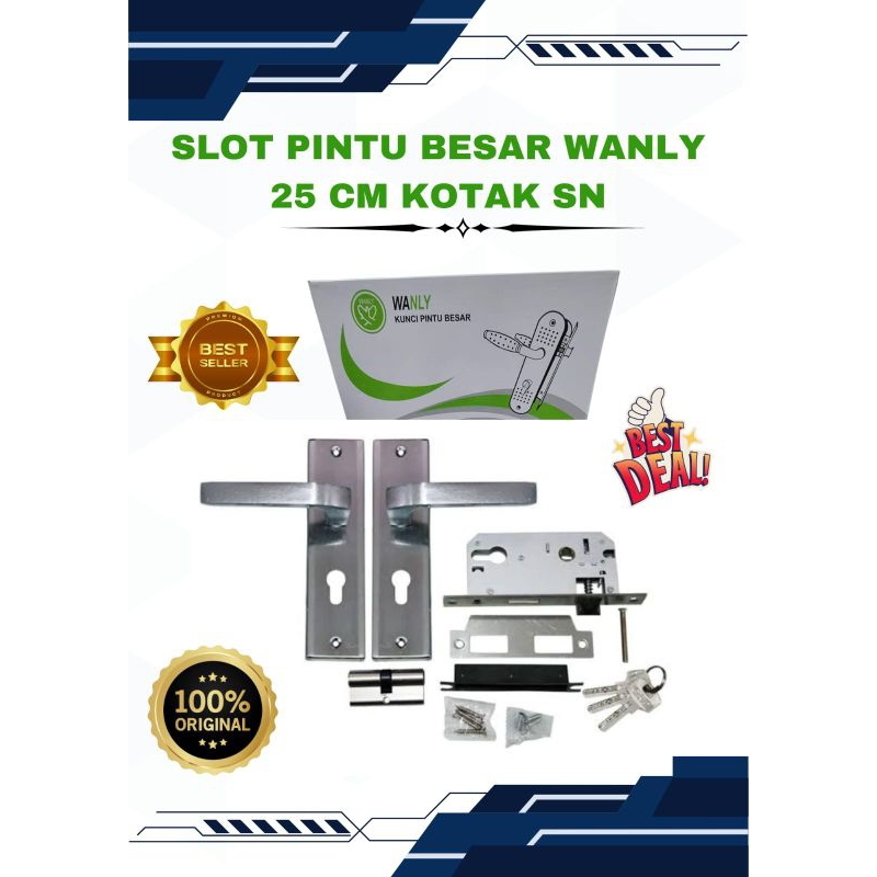 Kunci Pintu Besar / Slot Pintu Besar Wanly Kotak Silver