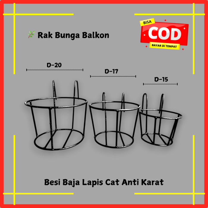 Rak Bunga Balkon Besi - Rak Pot Tanaman Gantung Minimalis untuk Dekorasi Rumah & Taman