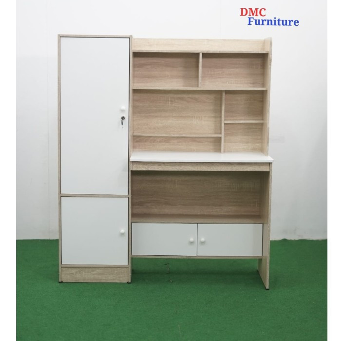 meja belajar anak meja tulis/ belajar + lemari buku