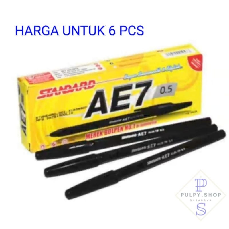 

Bolpen Standard AE-7 / AE7 Pulpen Pen Pena Hitam 6 Pcs 1/2 Lusin Pena Ballpoint Murah