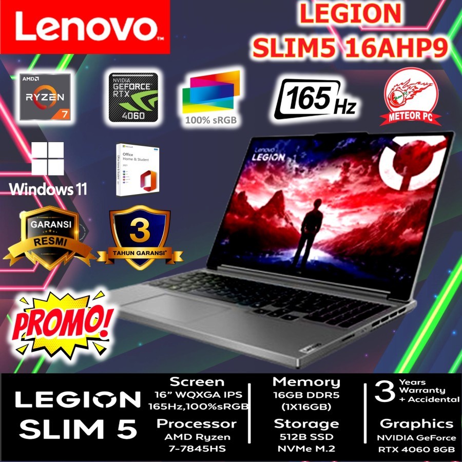 Lenovo Legion Slim 5 0KID Ryzen 7 8845HS 16GB 512GB RTX 4060 8GB GDDR6