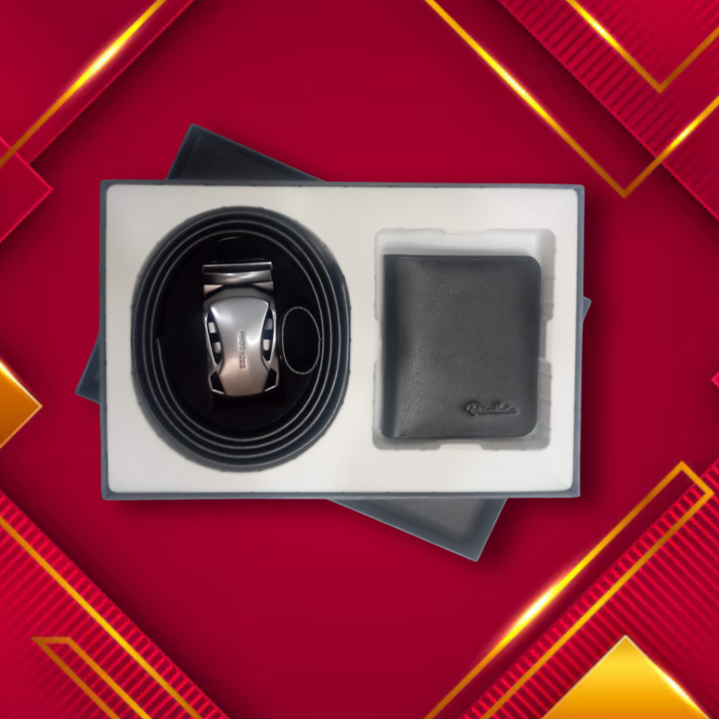 Ikat Pinggang Dompet Pria Set Kulit Asli Bison Denim Original