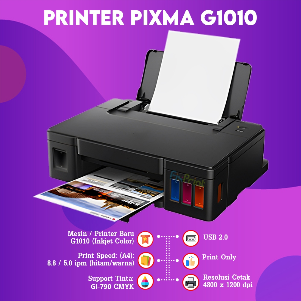 FixPrint - Printer Canon G1010 InkTank G-1010 Print Only  A4 Color Original Resmi Pengganti G1020