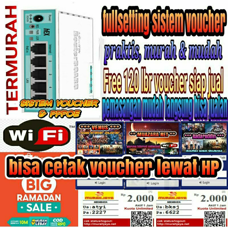 paket bisnis voucher 100user mikrotik rb750 gr3 hex fullsetting second