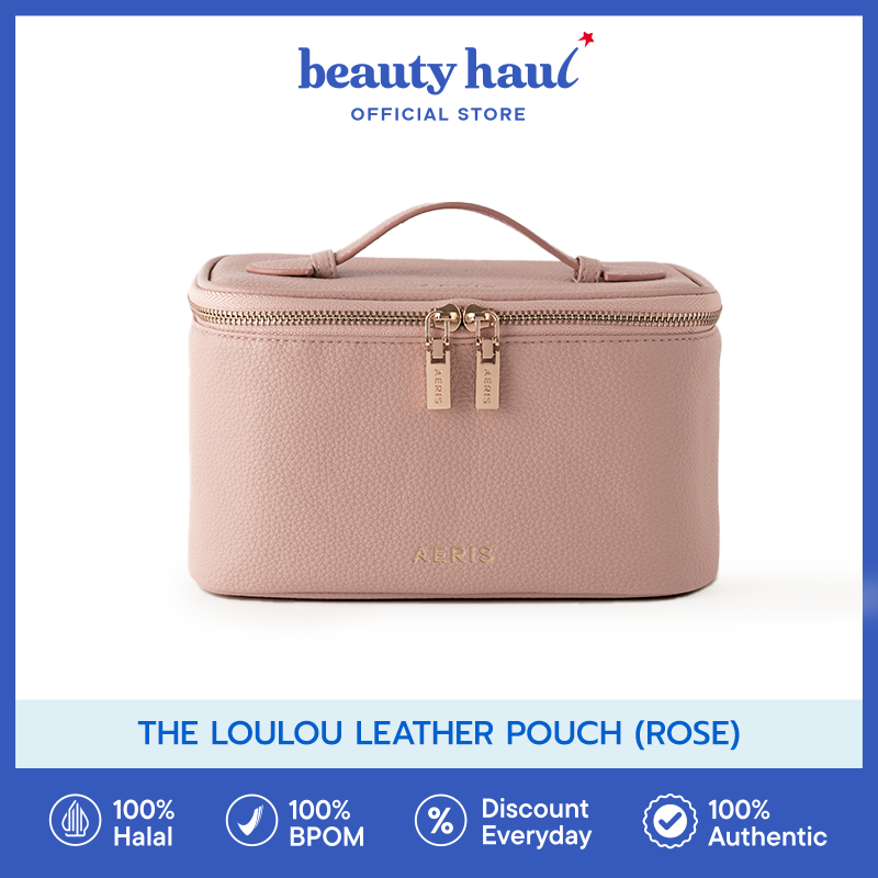 AERIS BEAUTE The Loulou Leather Pouch - Aeris Beaute Makeup Pouch, Travel Makeup Bag
