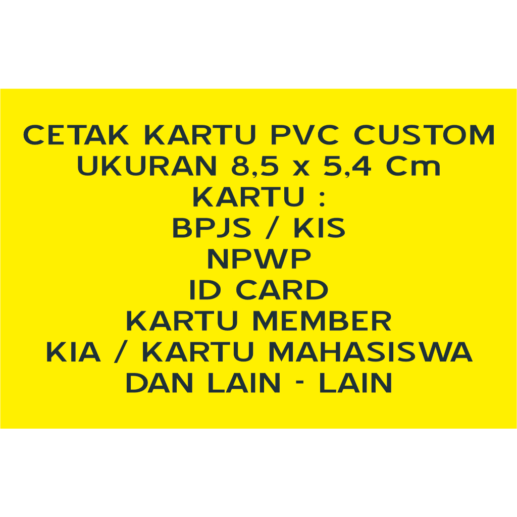 

Requst ID CARD Kartu bahan pvc desain kastem