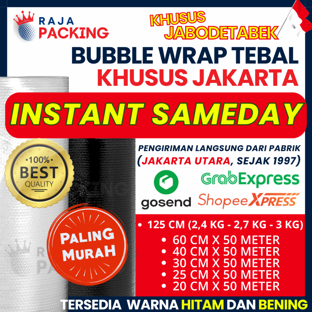 

(KHUSUS INSTANT SAMEDAY) BUBBLE WRAP SEMUA UKURAN LENGKAP MURAH GROSIR ROLL