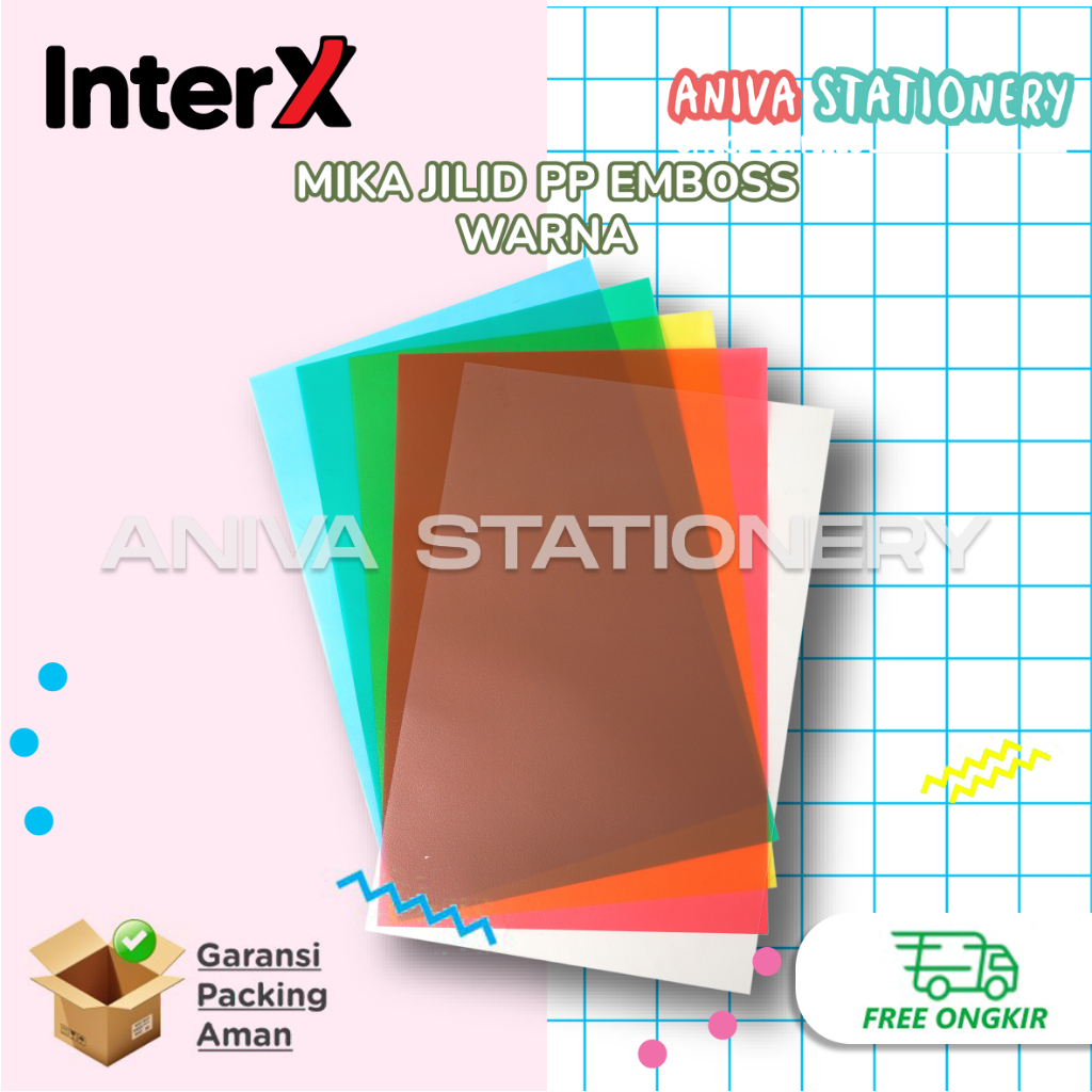

10 Lembar INTERX Cover Mika Plastik Jilid Buram F4 120 MIC PP Emboss