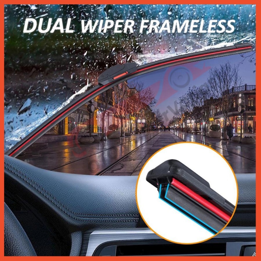 Wiper Double karet Frameless Wiper Dual Karet