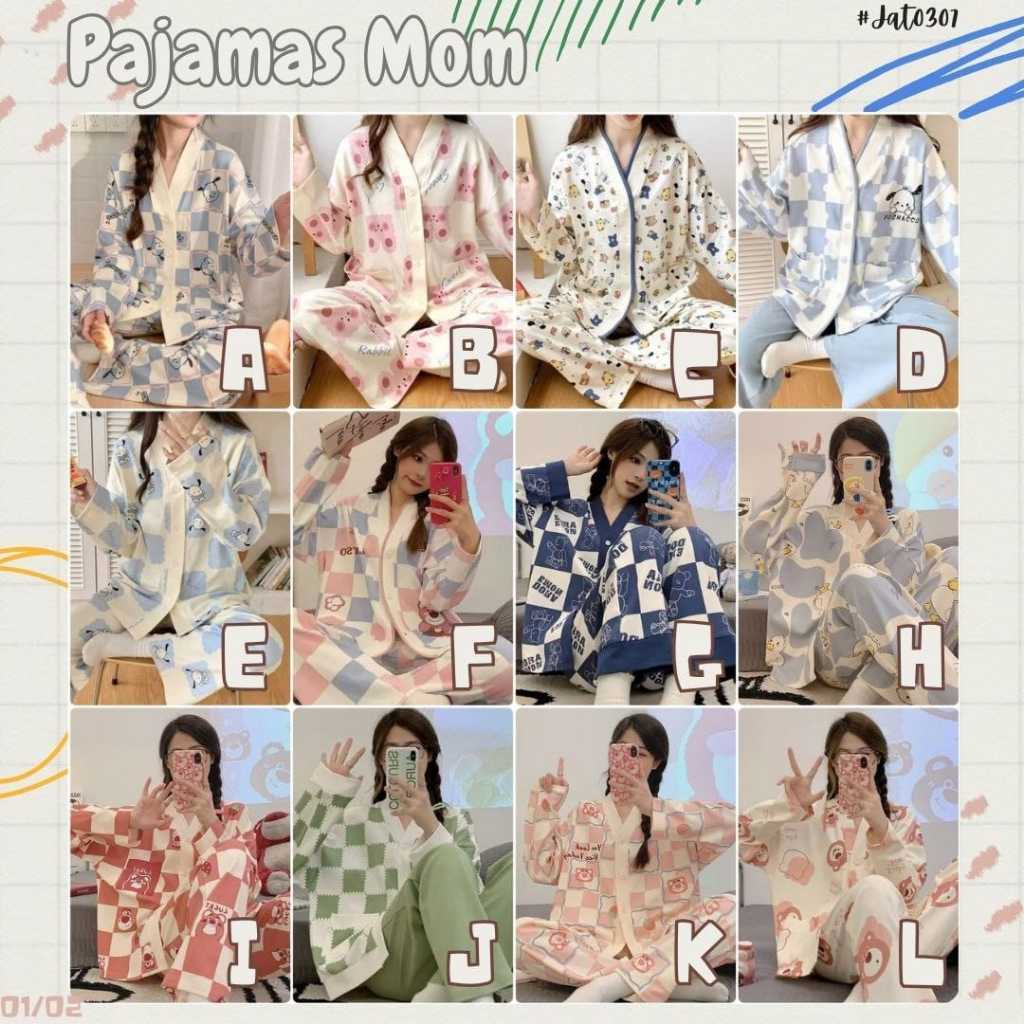 BAJU TIDUR WANITA IMPORT / PAJAMAS / PIYAMA WANITA / SETELAN TIDUR